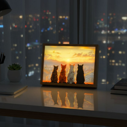 Sunset Cats LED Anime Light Box | Cozy Cat Lover Wall Decor