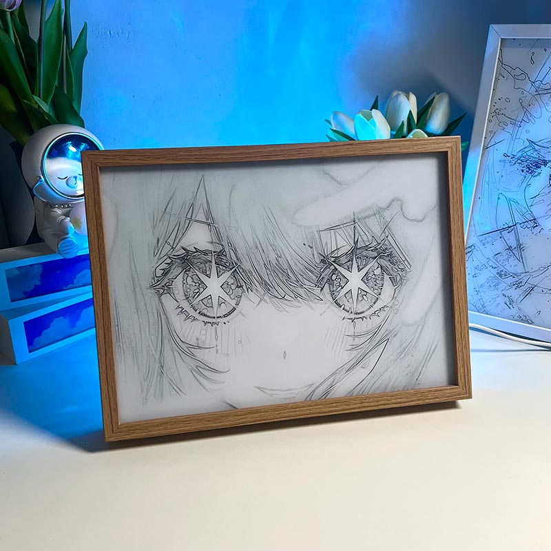 Oshi no Ko LED Light Painting Enigmatic Eyes Unveiled Photo Frame Wall Art