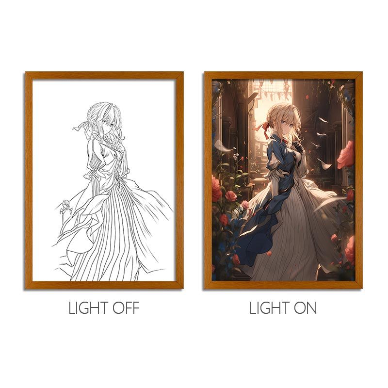 Violet Evergarden Anime LED Light Painting Frame – "Eternal Memories" Wall Art