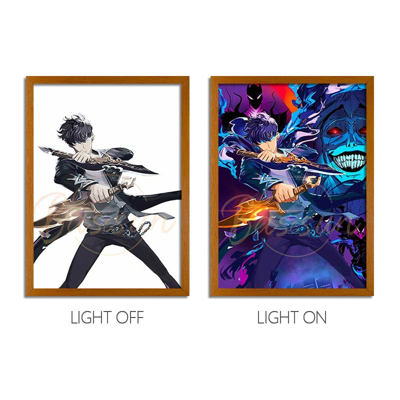 Solo Leveling Series LED Light Painting Anime Photo Frame Wall Art