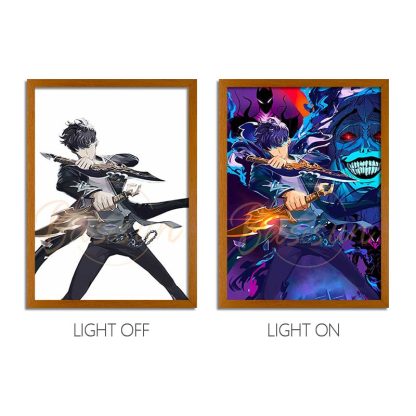 Solo Leveling Series LED Light Painting Anime Photo Frame Wall Art