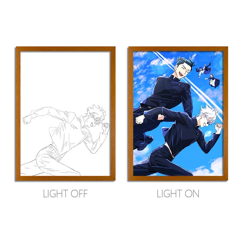 JJK Anime LED Light Painting Frame – Glowing Wall Art for Fans & Collectors