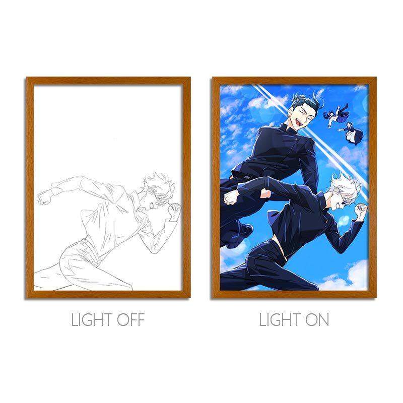 JJK Anime LED Light Painting Frame – Glowing Wall Art for Fans & Collectors