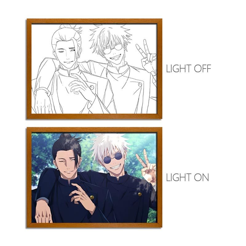 JJK Anime LED Light Painting Frame – Glowing Wall Art for Fans & Collectors