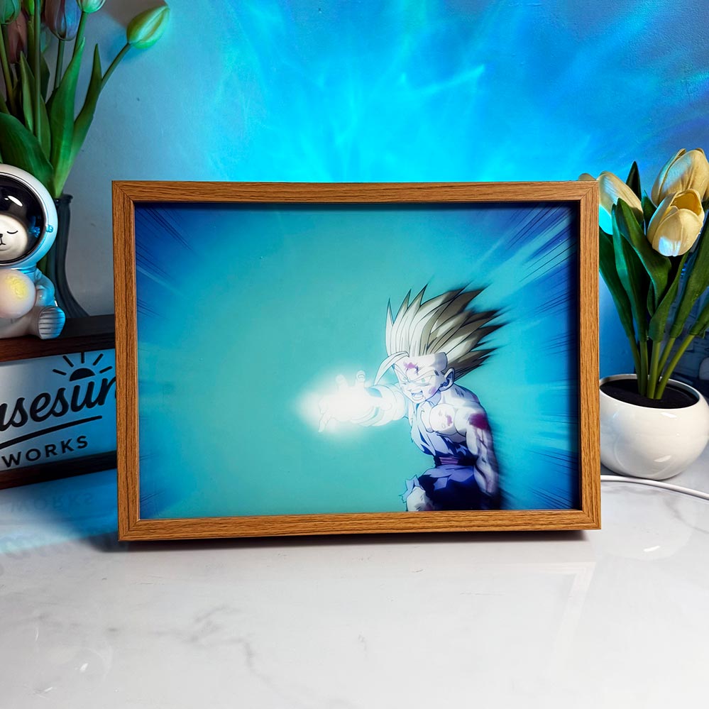 Dragon Ball Z LED Light Painting | SSJ2 Gohan & Goku "Father-Son Kamehameha" | Cell Games Saga Epic Reveal | 3-Color Dimmable Mood Light with Remote