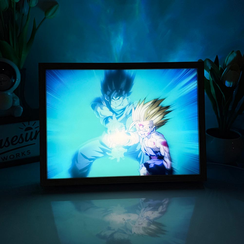 Dragon Ball Z LED Light Painting | SSJ2 Gohan & Goku "Father-Son Kamehameha" | Cell Games Saga Epic Reveal | 3-Color Dimmable Mood Light with Remote