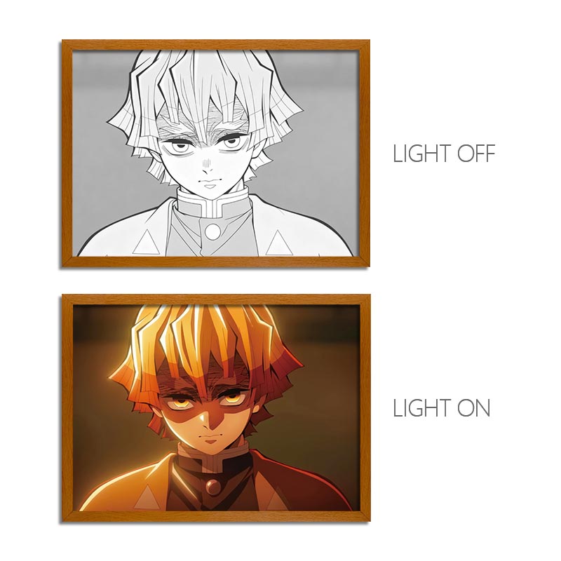 Demon Slayer Anime Light Box – LED Light Painting Photo Frame & Wall Art
