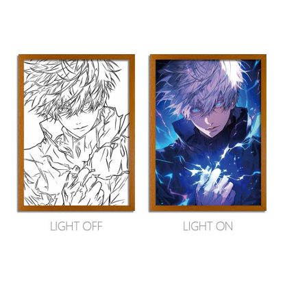 JJK Anime LED Light Painting Frame – Glowing Wall Art for Fans & Collectors