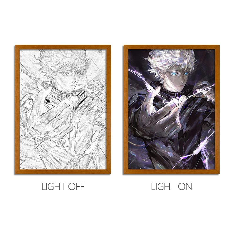 JJK Anime LED Light Painting Frame – Glowing Wall Art for Fans & Collectors