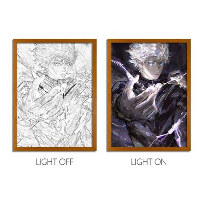 JJK Anime LED Light Painting Frame – Glowing Wall Art for Fans & Collectors