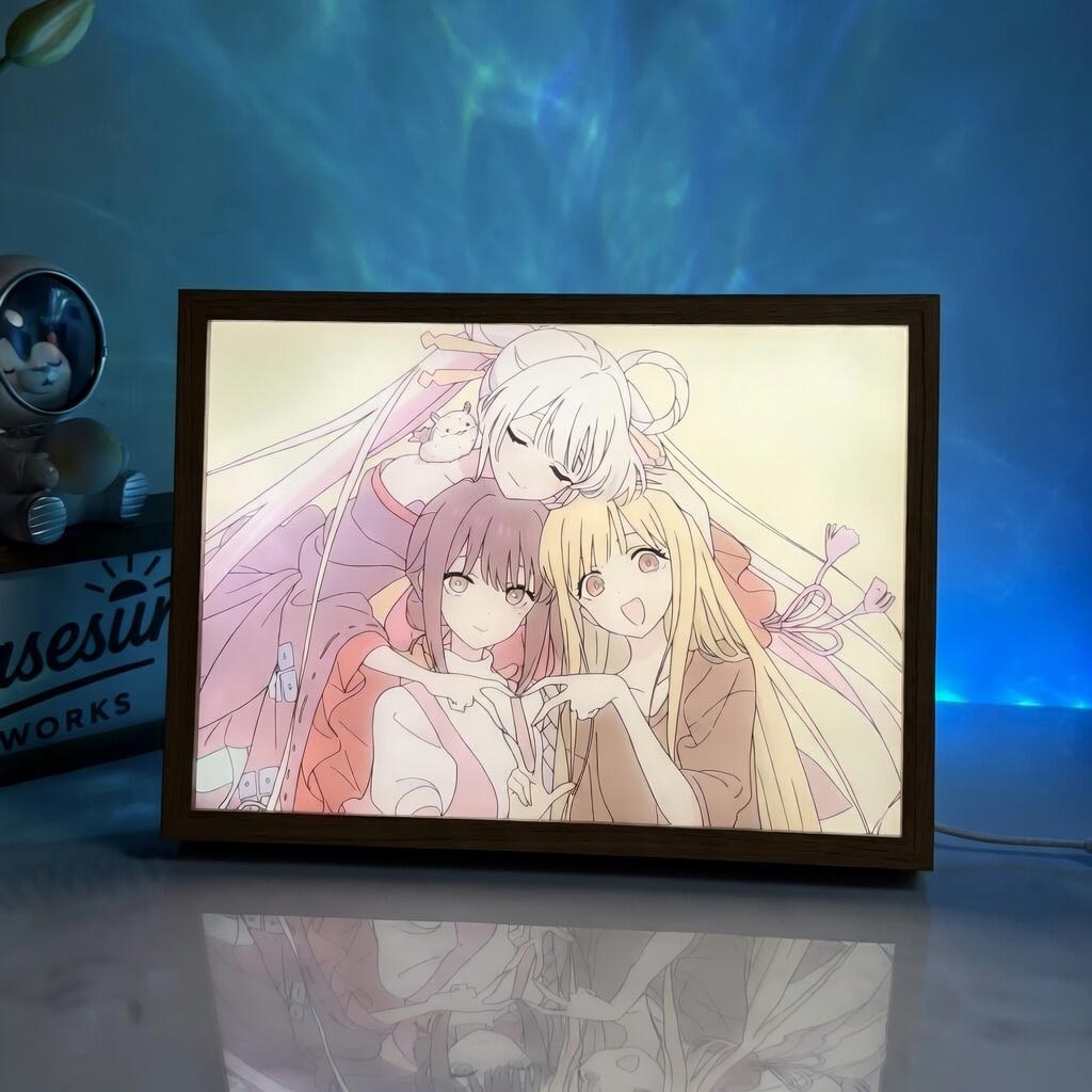 Cosmic Princess Kaguya! LED Light Painting | Goddess of the Moon Illuminated Art Box | Healing & Nostalgic Legend Decor | 3-Color Dimmable with Remote