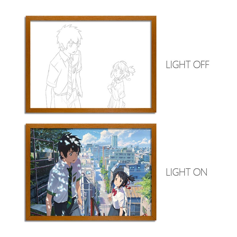 YN Anime LED Light Painting Frame – Glowing Wall Art for Fans & Collectors