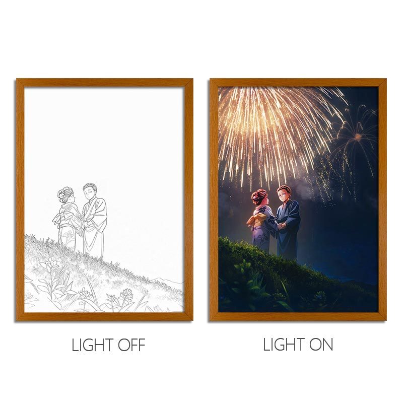 Demon Slayer Anime Light Box – LED Light Painting Photo Frame & Wall Art