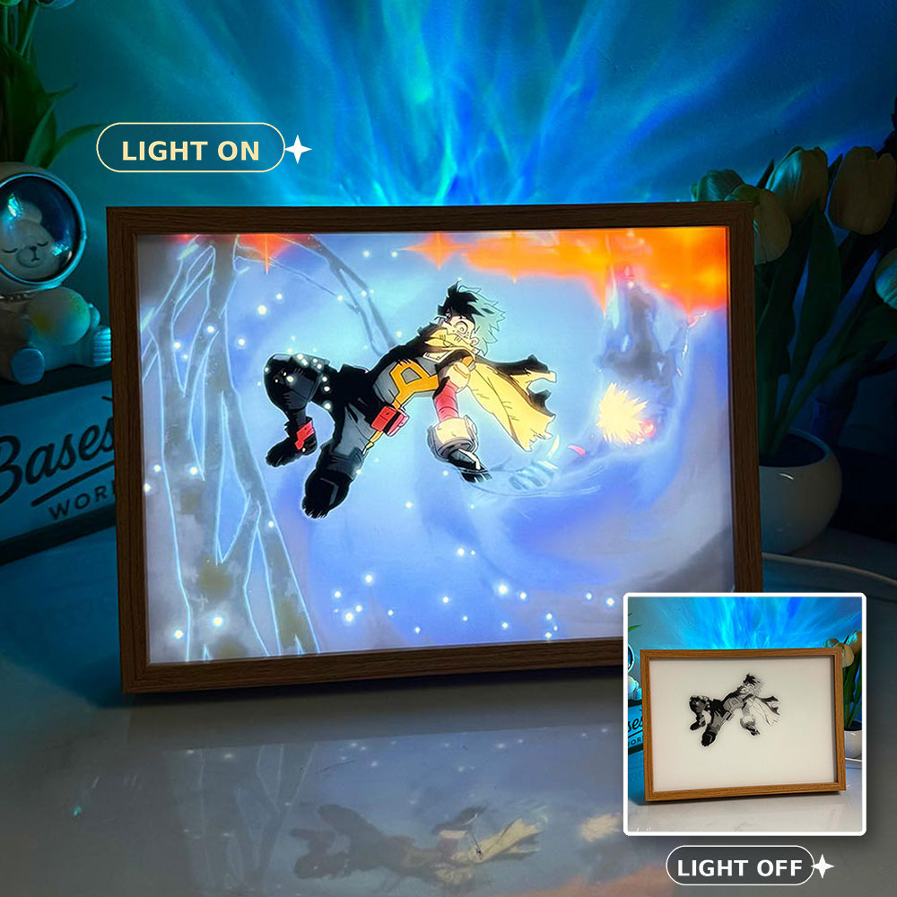 My Hero Academia LED Light Painting Series | Deku, Bakugo, Todoroki & U.A. High Collection | Creative Illuminated Art Box | 3-Color Dimmable Mood Light
