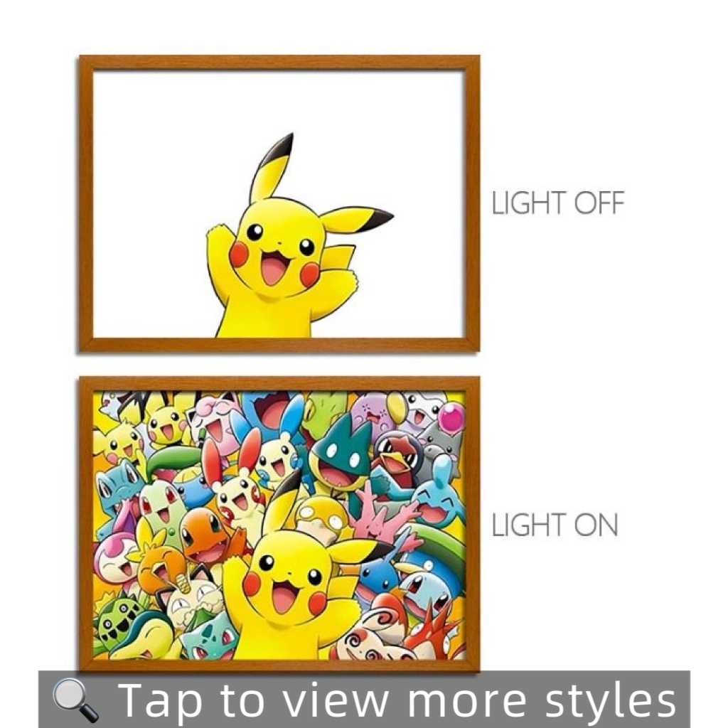 Anime Pkm LED Light Painting Frame – Glowing Wall Art for Fans & Gamers