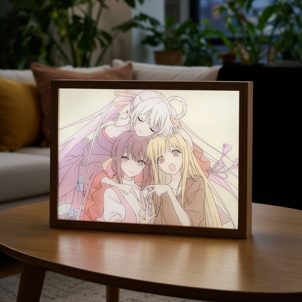 Cosmic Princess Kaguya! LED Light Painting | Goddess of the Moon Illuminated Art Box | Healing & Nostalgic Legend Decor | 3-Color Dimmable with Remote