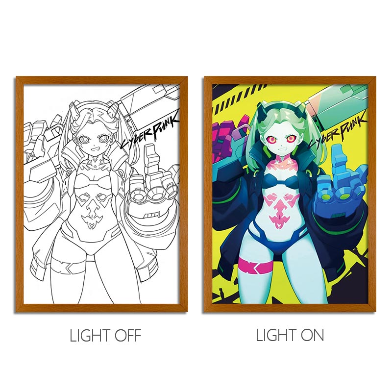 Cyberpunk: Edgerunners LED Light Painting – Anime Light Box Photo Frame Wall Art
