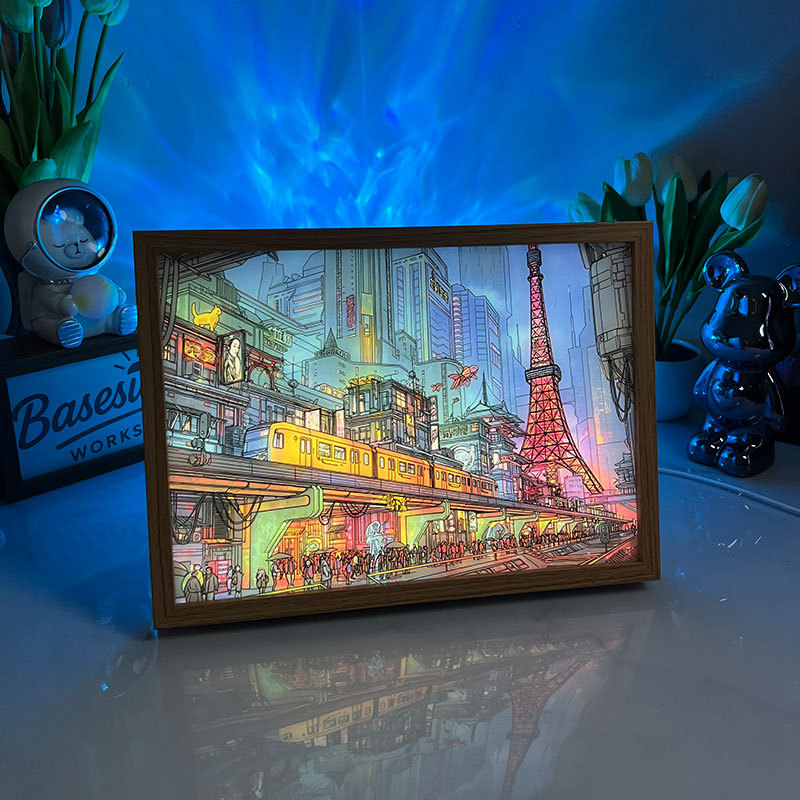 Cyberpunk City Night – Anime Light Box with LED Glow Effect