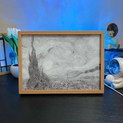 Van Gogh’s “Starry Night” LED Light Painting Frame Night Light Wall Artwork