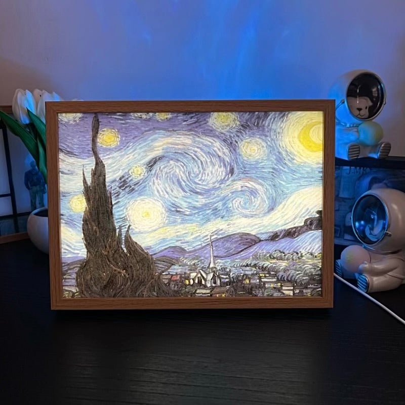 Van Gogh’s “Starry Night” LED Light Painting Frame Night Light Wall Artwork