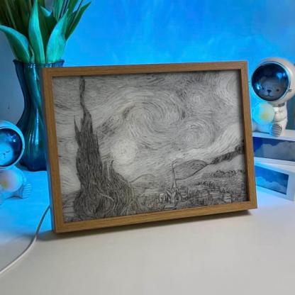Van Gogh’s “Starry Night” LED Light Painting Frame Night Light Wall Artwork