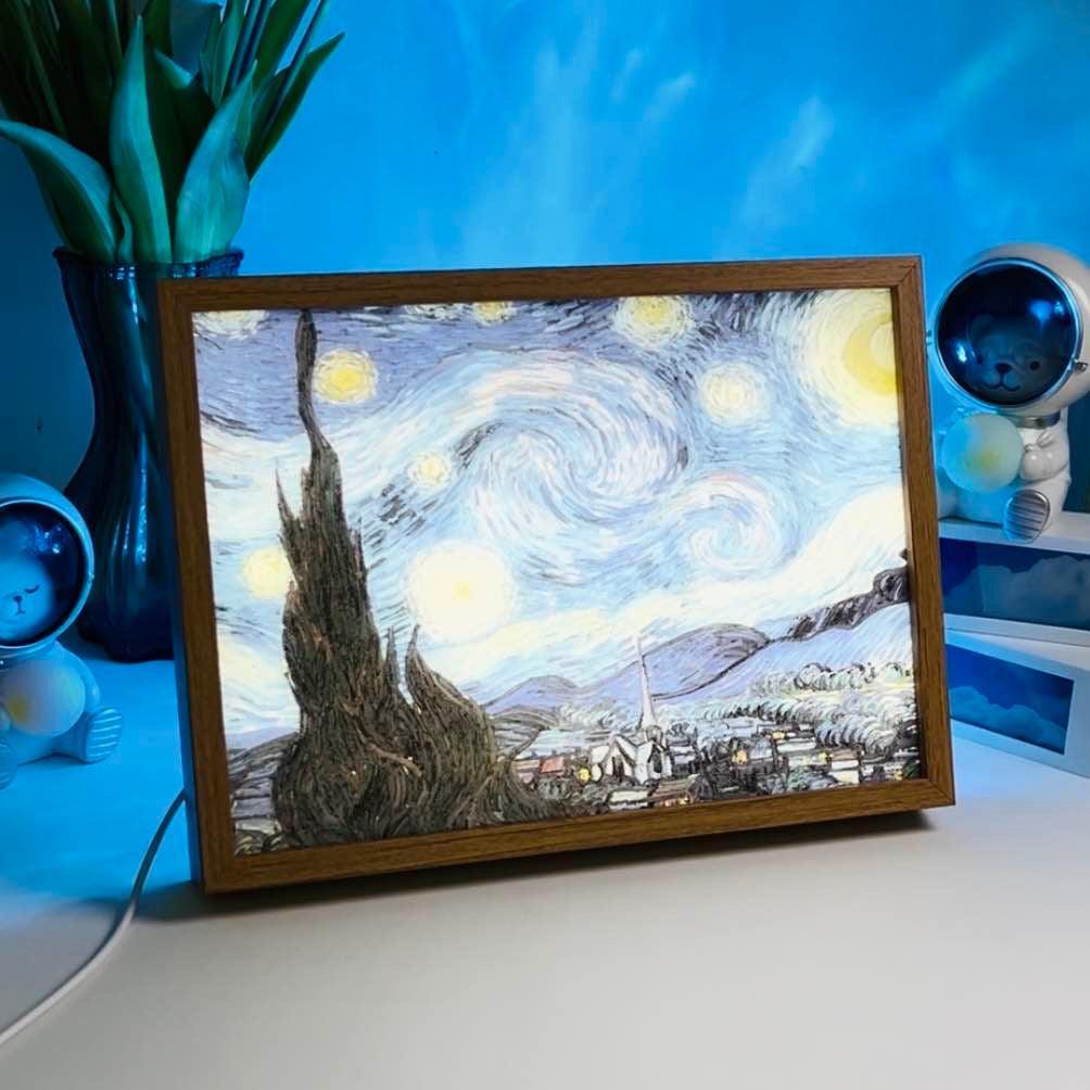 Van Gogh’s “Starry Night” LED Light Painting Frame Night Light Wall Artwork