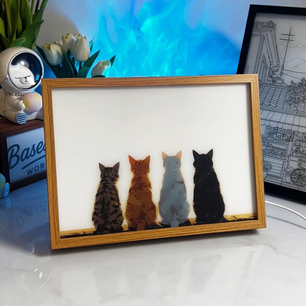 Sunset Cats LED Anime Light Box | Cozy Cat Lover Wall Decor