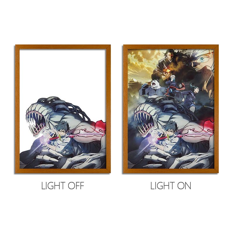 JJK Anime LED Light Painting Frame – Glowing Wall Art for Fans & Collectors