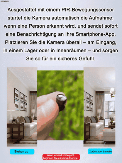 📹️Hochauflösende Miniaturkamera mit Nachtsicht und Gefahrenalarmfunktion, 🔗kann zur Echtzeitüberwachung mit dem Mobiltelefon verbunden werden, keine Verkabelung erforderlich, kann überall platziert werden