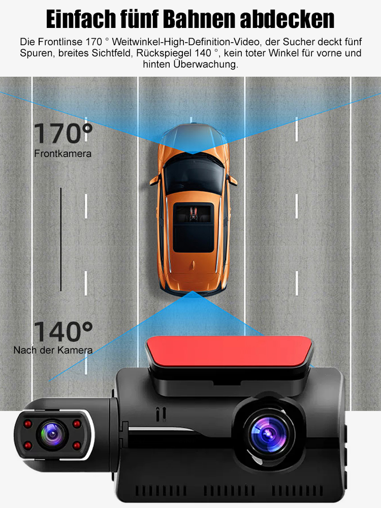 HD 1080 Fahrrekorder mit drehbarem Objektiv