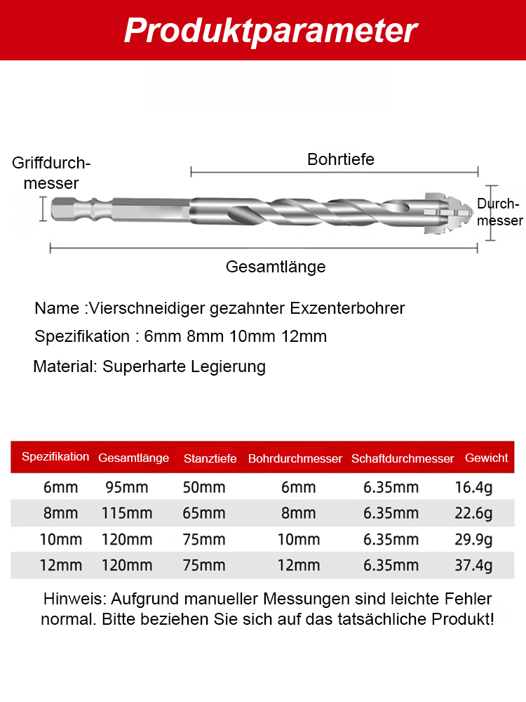 Vierkant-Zahnung Keramikbohrer