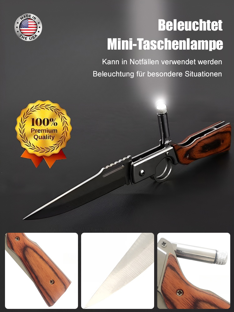Multifunktionales Klappwerkzeug mit Holzgriff