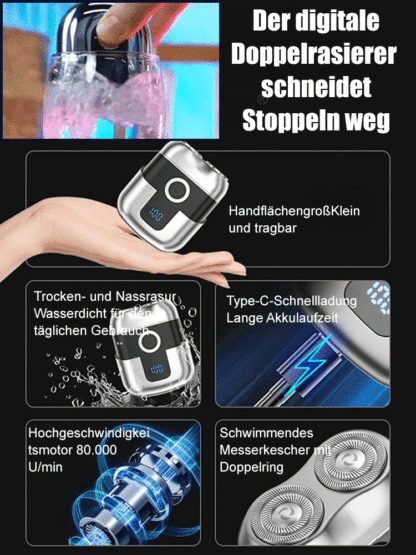 Zweiring-Magnetrasierer für Reisen