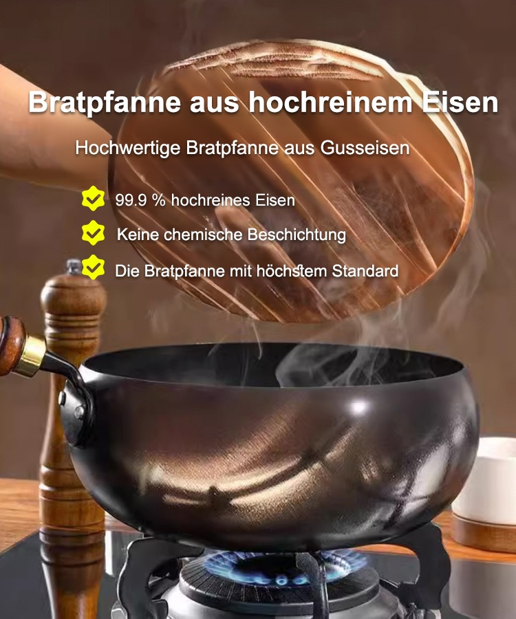 [Unbeschichtetes gesundes Kochgeschirr] Eisenauffrischendes reines Eisen Antihaft-Kochgeschirr