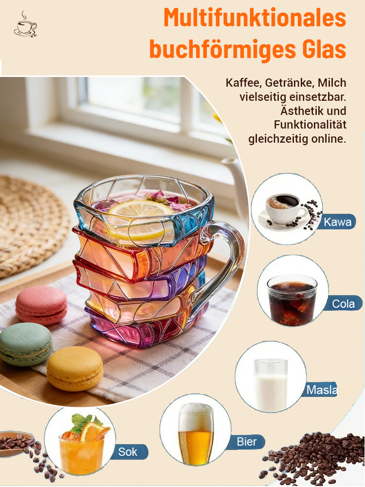 Hochwertiges, handbemaltes Buch aus hochborosilikat-Kristallglas.