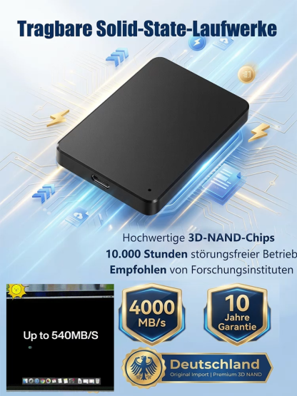 【Erweiterungs-Upgrade】Tragbare externe SSD-Festplatte
