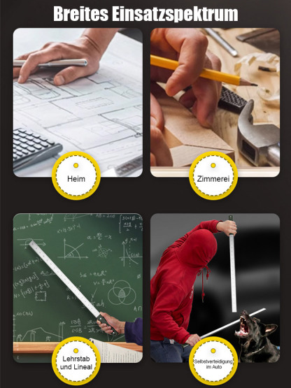 Multifunktionales, verlängertes und verdicktes taktisches Stahl-Lineal zur Selbstverteidigung