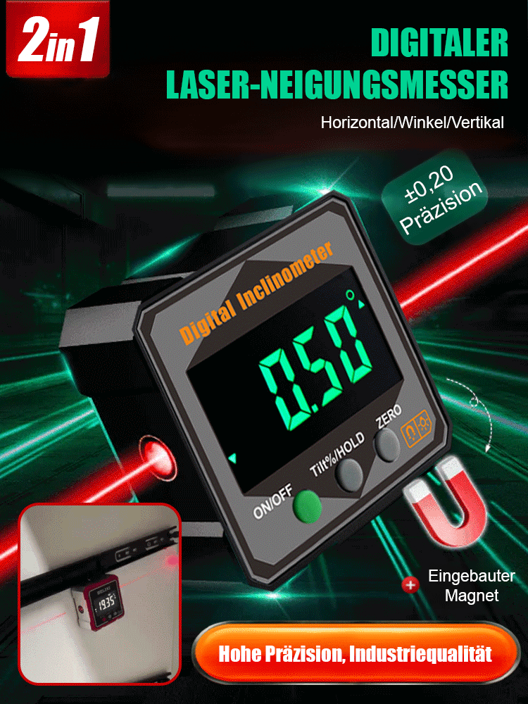 Stark magnetisches digitales Neigungsmessgerät Winkelmessgerät. Professionelle Präzisionsmessung