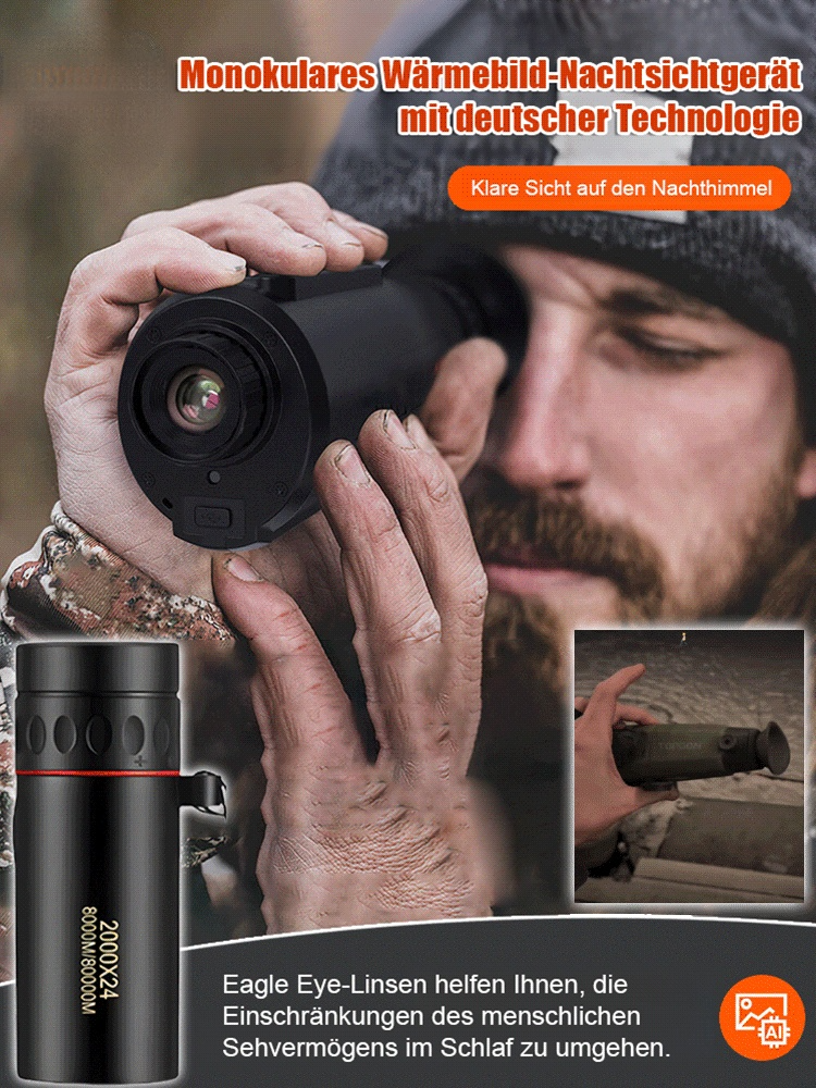 Das monokulare Wärmebildteleskop kann Ziele in jeder Umgebung erkennen und ist aus tausend Metern Entfernung deutlich zu sehen.