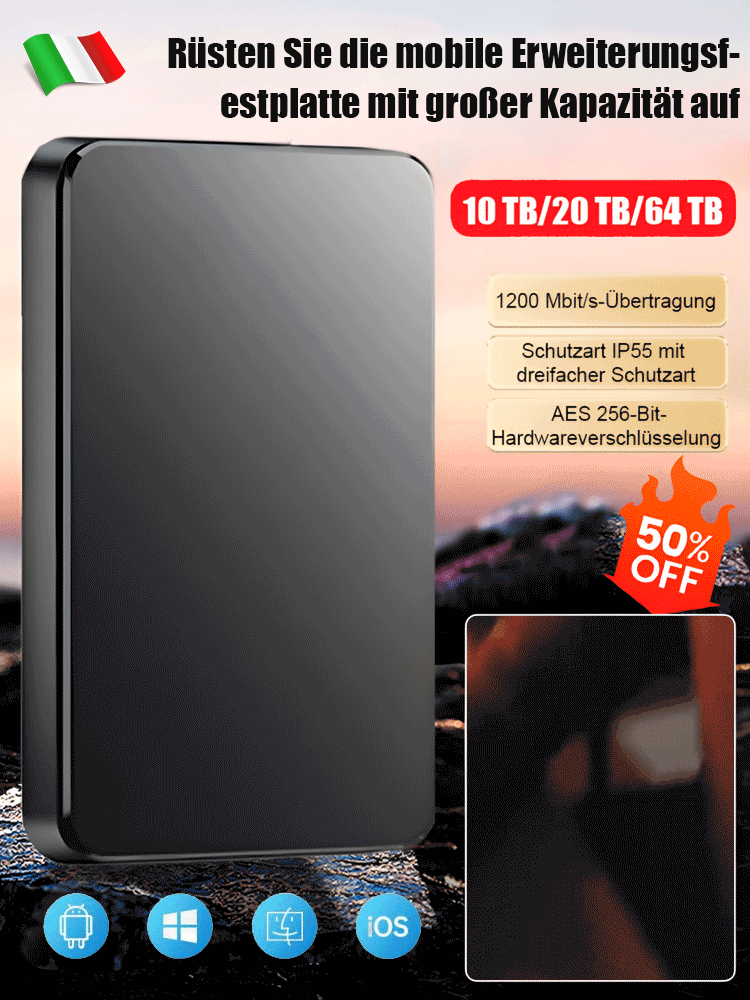 Externe große Kapazität erweiterbare mobile Festplatte für Handy und Computer.