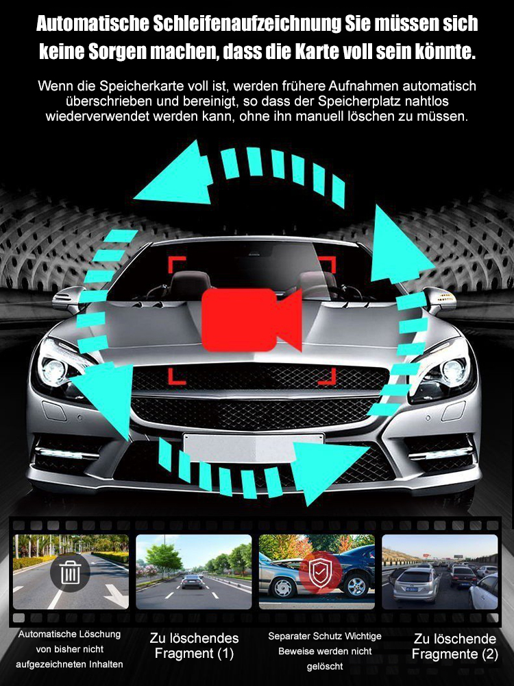 HD 1080 Fahrrekorder mit drehbarem Objektiv