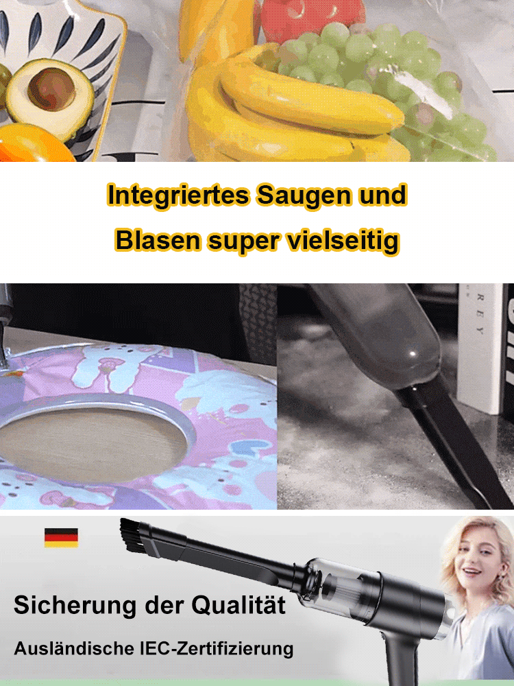 Tragbarer Autostaubsauger mit kabelloser Aufladung – Staubentfernungsrate 99 %