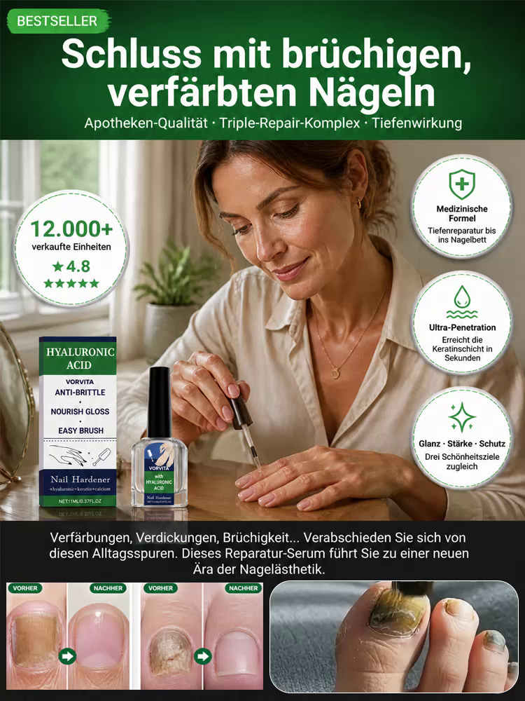 💅 Medizinisches Hyaluronsäure Nagelhärter Serum – Japans Nr.1 Formel gegen brüchige Nägel, Heute 50% Rabatt mit risikofreier 30-Tage-Geld-zurück-Garantie