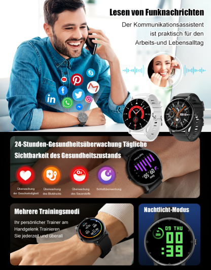Ultradünne Uhr zur Bluetooth-Sprachblutzuckermessung