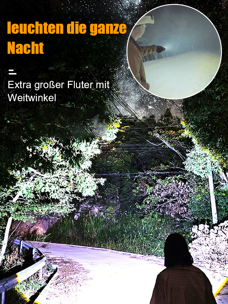 【Doppellichtquelle Superhell Fernstrahler】Weißer Laser Zoom Taschenlampe