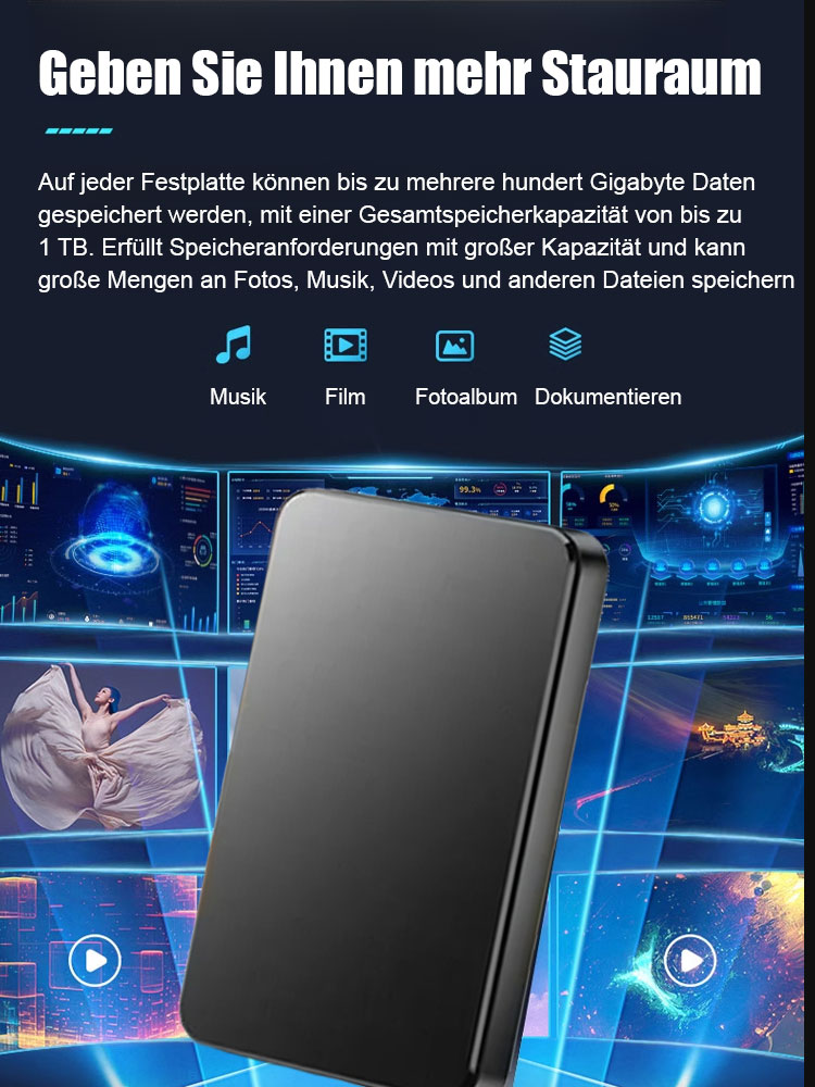 Externe große Kapazität erweiterbare mobile Festplatte für Handy und Computer.