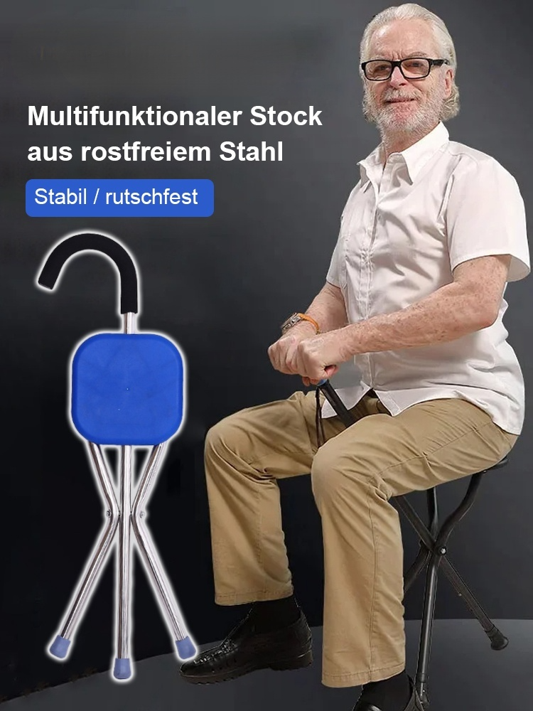 Deutscher faltbarer Gehstockhocker für ältere Menschen