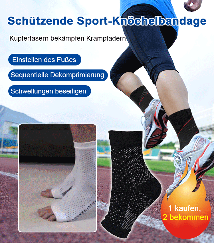 Knöchelhohe Korrektursocken für Krampfadern mit Kupferfaser