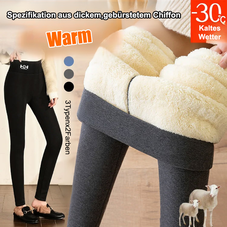 Superdicke HG-Label-Taschen-Lammwollleggings