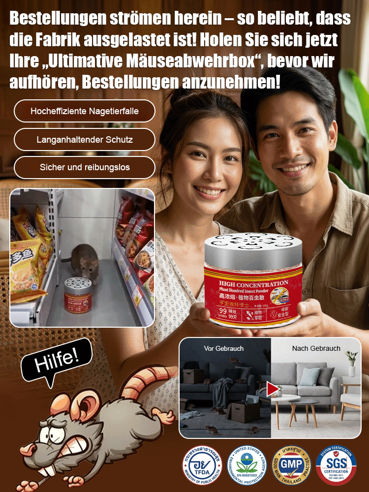 🐀 Beseitigt ganze Rattennester: SGS-zertifiziert • 90 Tage Schutz • 100 % sicher und pflanzlich • 50 % Rabatt heute • 30 Tage Geld-zurück-Garantie!